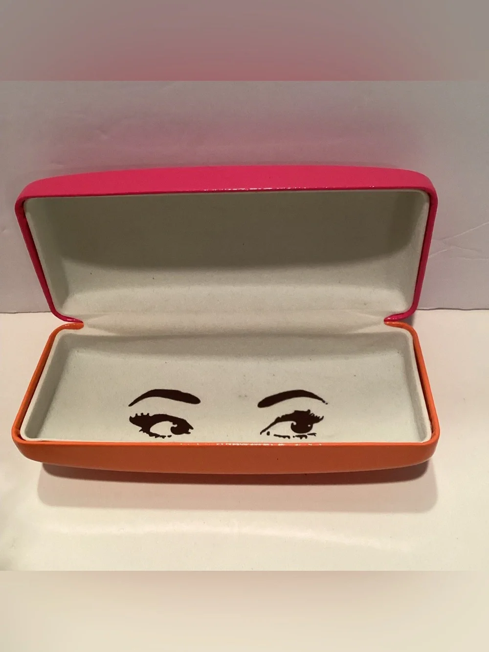 Kate Spade 🆕 Pink &Orange Eyeglass/Sunglass Clamshell Case with cleaning cloth